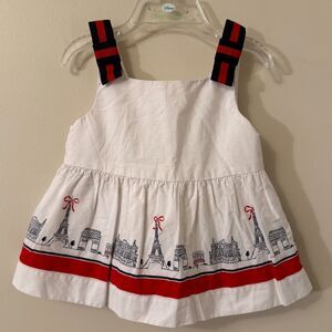 Janie and Jack Paris Border Cotton Peplum Top 18-24 Months